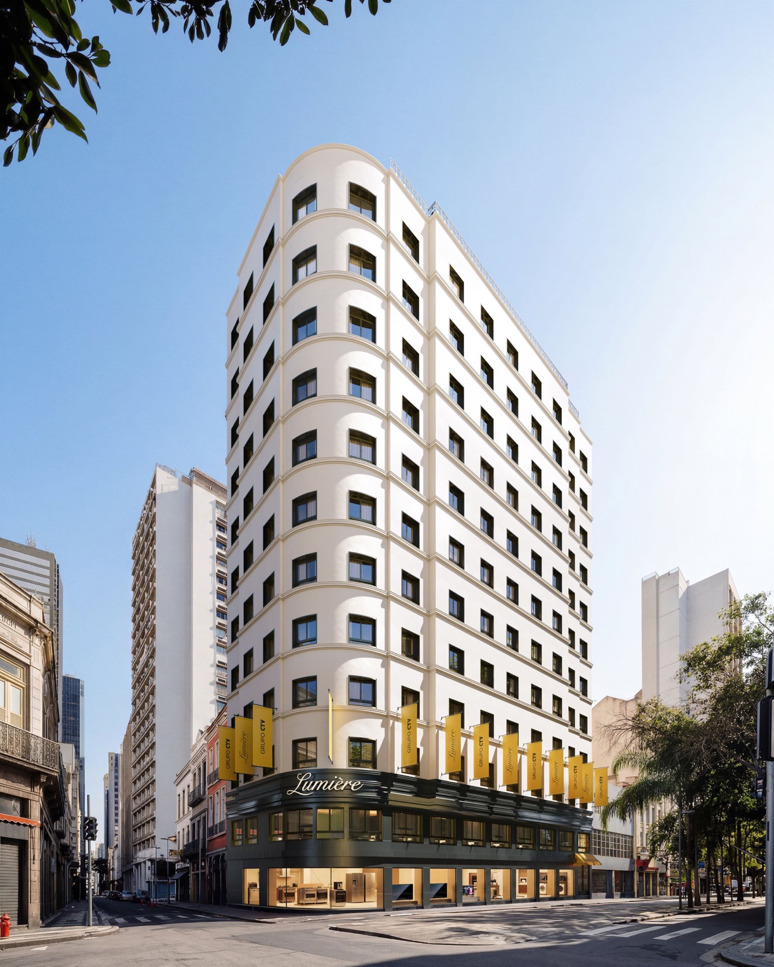 Fachada do Lumière Studios Boutique, na esquina da Rua Uruguaiana com a Rua Buenos Aires, Centro do Rio de Janeiro